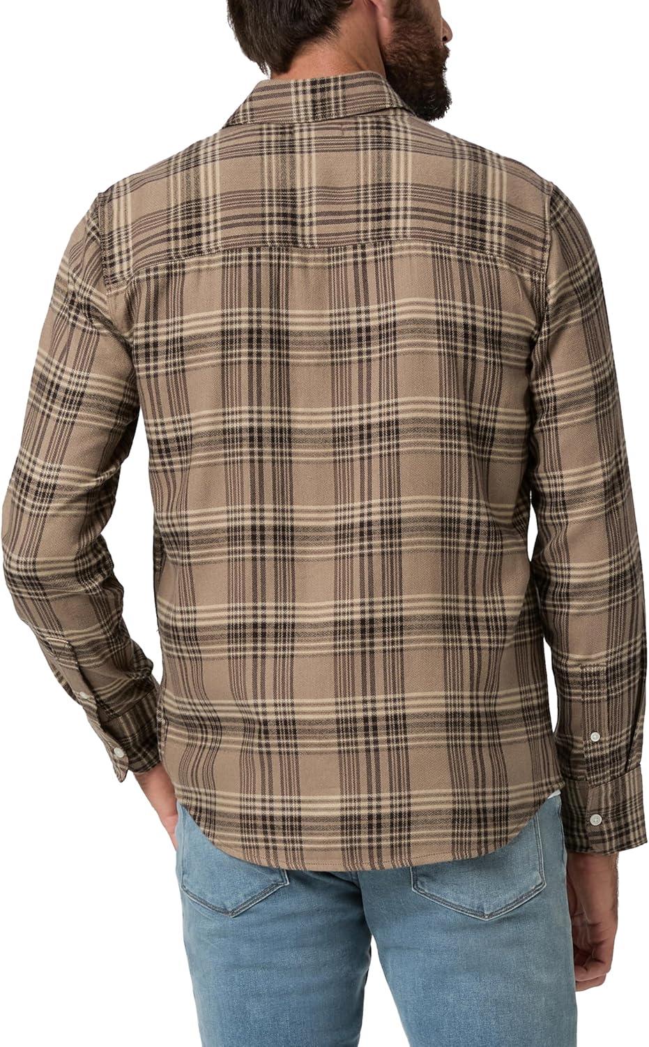 imagePAIGE Mens Everett Brushed Cotton Button Down ShirtSmoked Oak Plaid