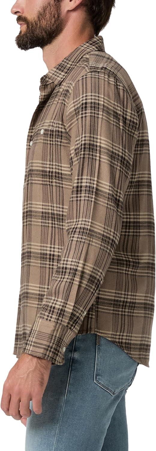 imagePAIGE Mens Everett Brushed Cotton Button Down ShirtSmoked Oak Plaid