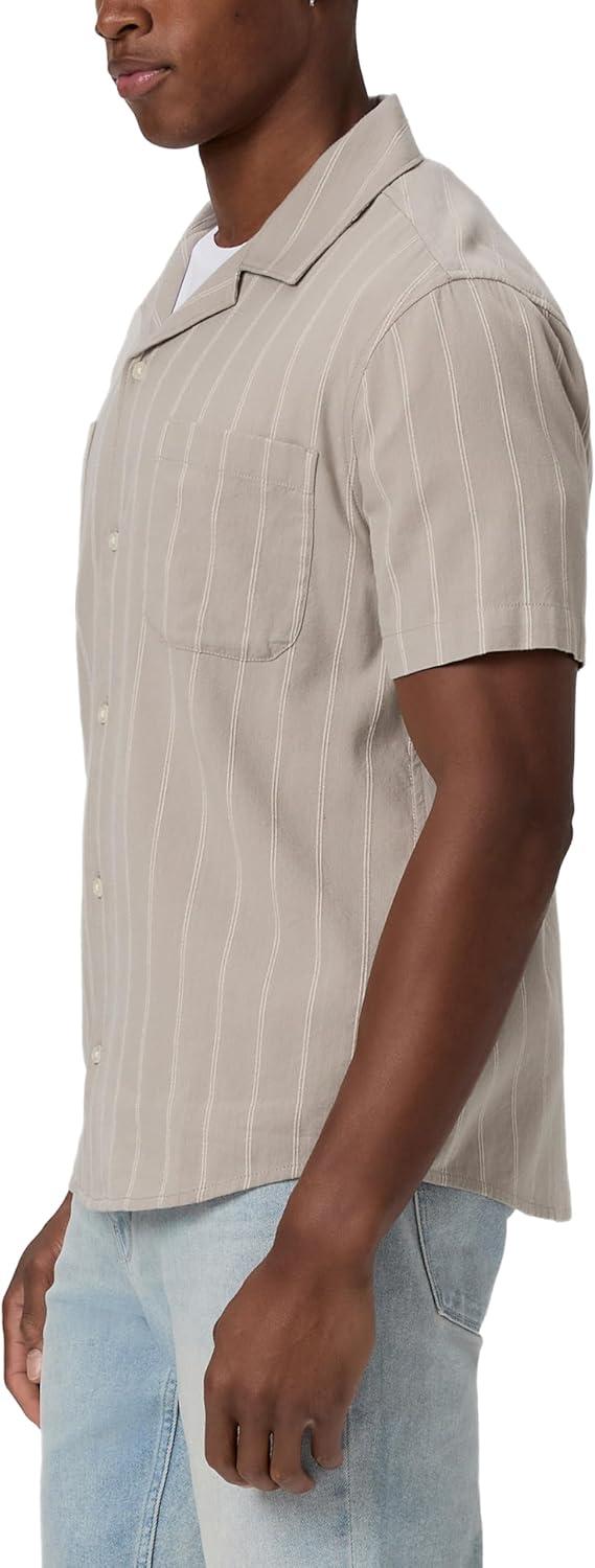 imagePAIGE Mens Jacobson Short Sleeve Striped Button Up ShirtFaint Thunder Stripe