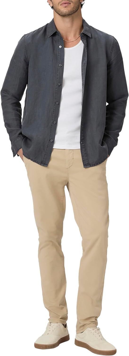 imagePAIGE Mens Peters Linen Blend Button Up ShirtVintage Ocean Floor