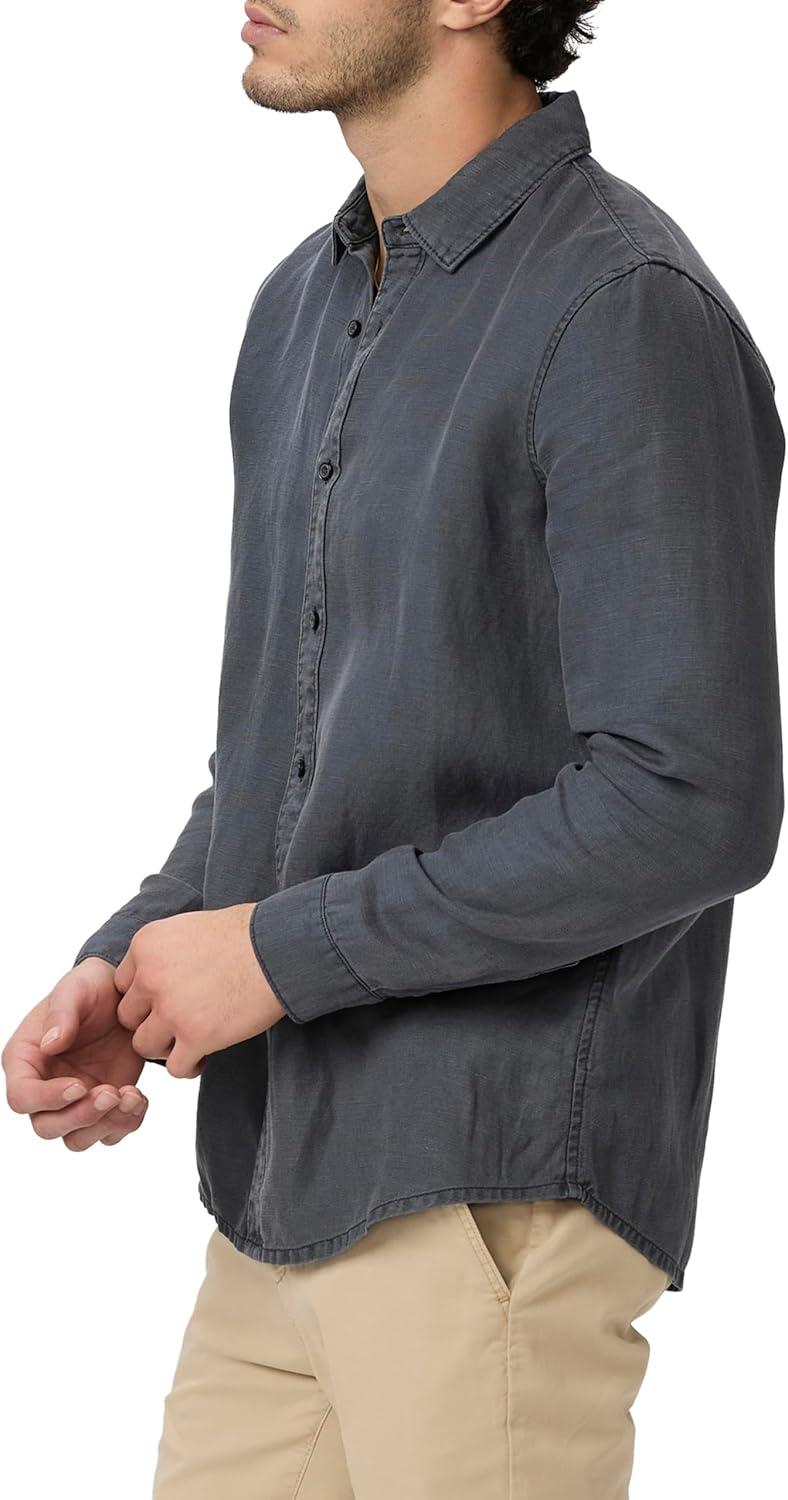 imagePAIGE Mens Peters Linen Blend Button Up ShirtVintage Ocean Floor