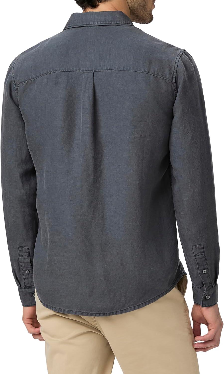 imagePAIGE Mens Peters Linen Blend Button Up ShirtVintage Ocean Floor
