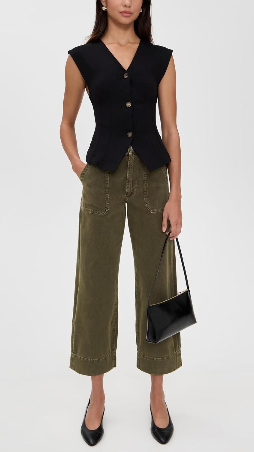 imagePAIGE Womens Cameron Ankle Pants with Utility PocketsVintage Meadow Spring