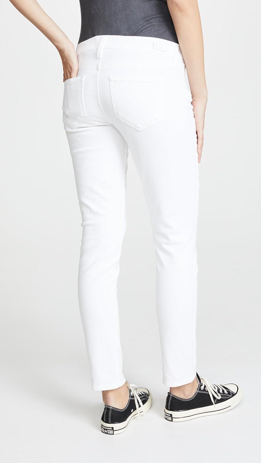 imagePAIGE Womens Maternity Skyline Ankle Peg with Elastic Insets in Optic WhiteOptic White