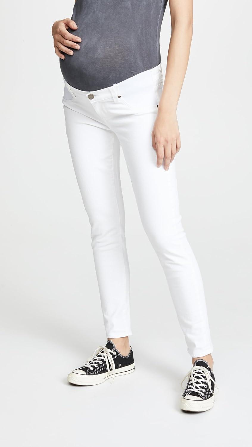 imagePAIGE Womens Maternity Skyline Ankle Peg with Elastic Insets in Optic WhiteOptic White