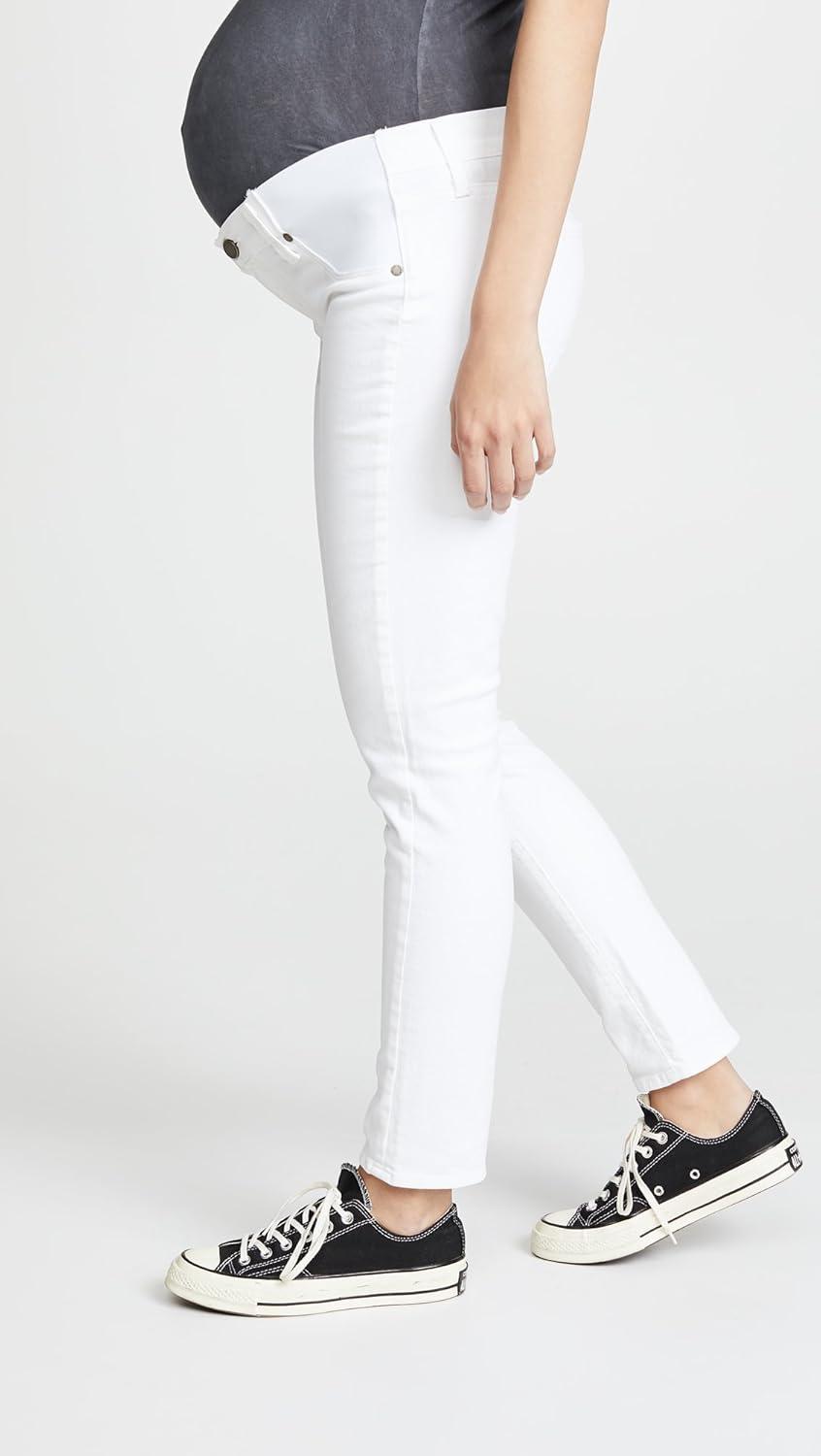 imagePAIGE Womens Maternity Skyline Ankle Peg with Elastic Insets in Optic WhiteOptic White