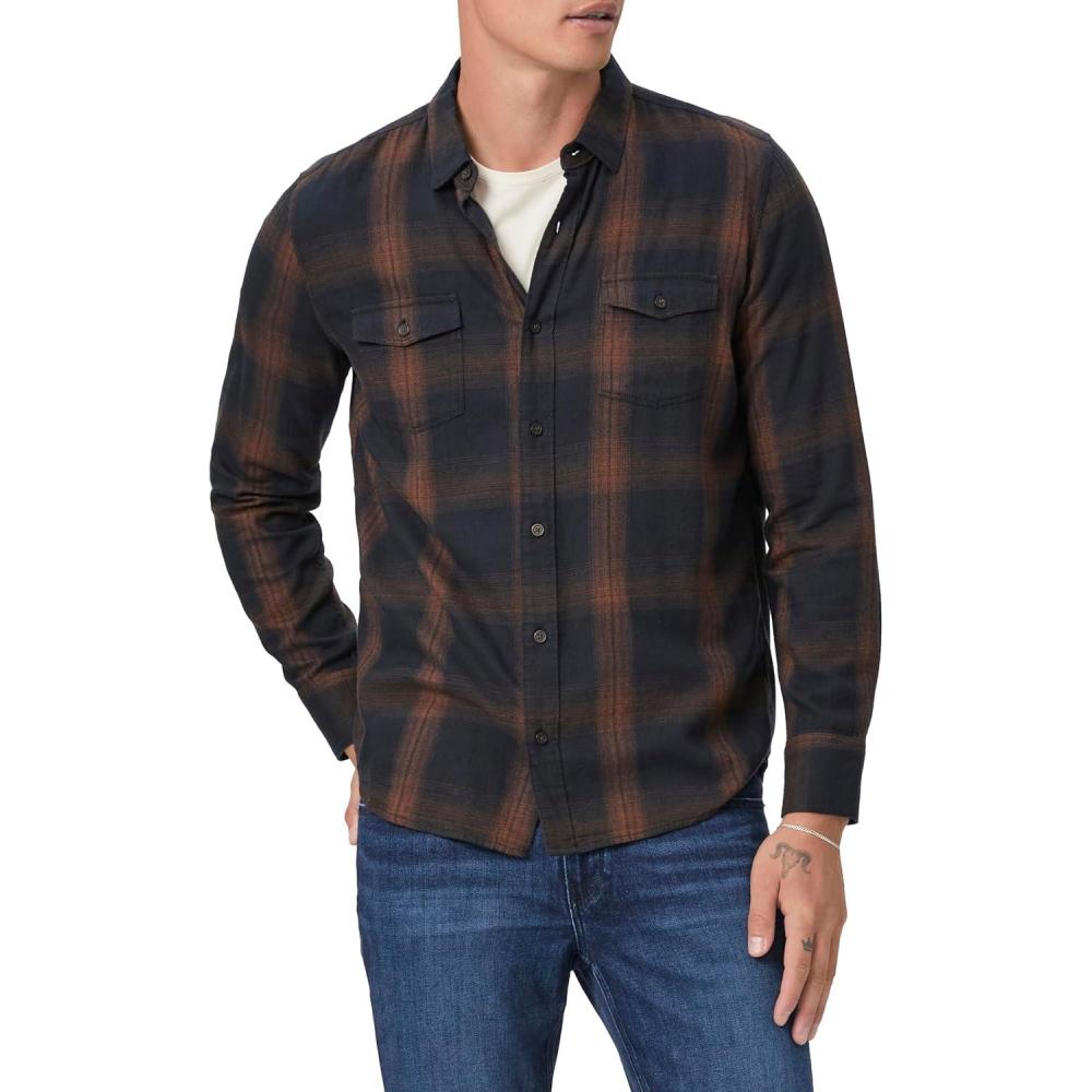 imagePAIGE Mens Everett Brushed Cotton Button Down ShirtCarbon Shell