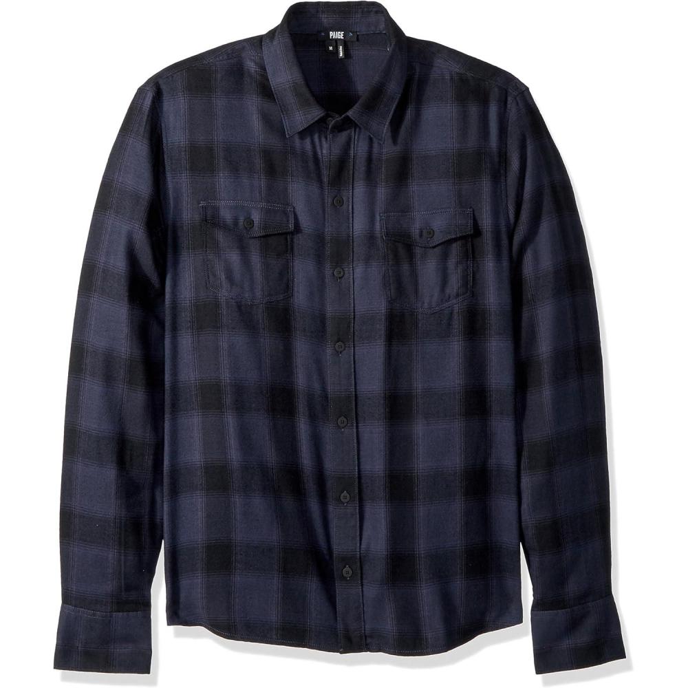 imagePAIGE Mens Everett Brushed Cotton Button Down ShirtGrey Fade