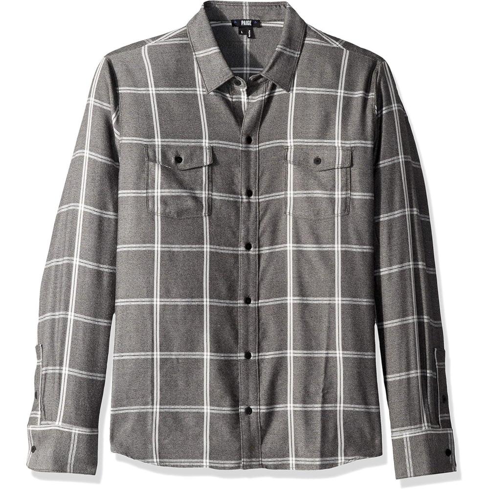 imagePAIGE Mens Everett Brushed Cotton Button Down ShirtMoonlight Night