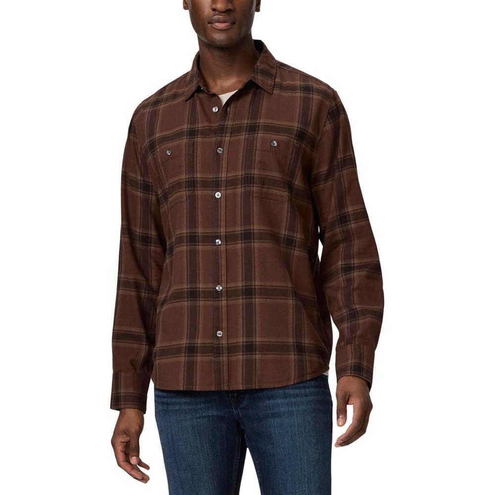 imagePAIGE Mens Everett Brushed Cotton Button Down ShirtWeathered Brick