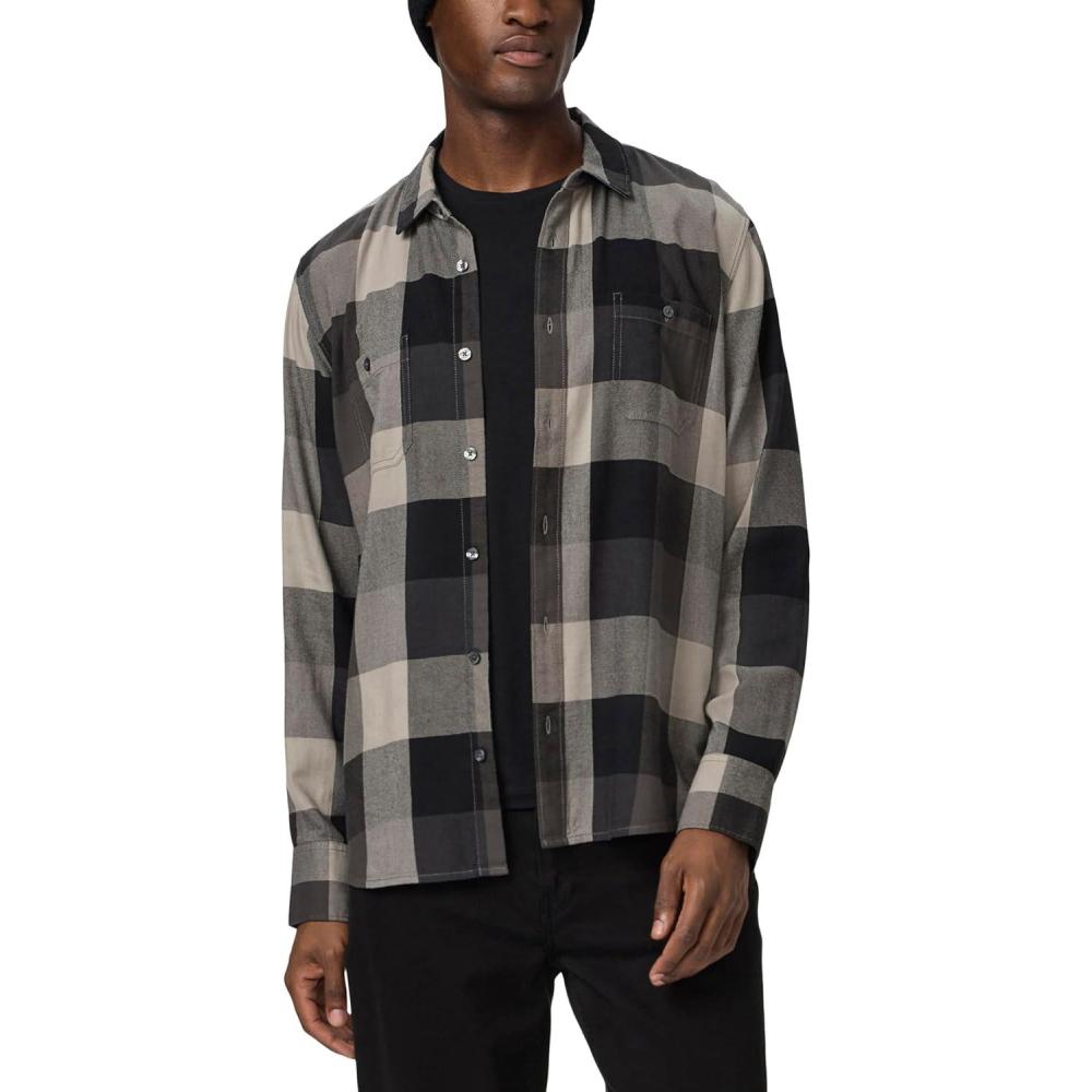 imagePAIGE Mens Everett Brushed Cotton Button Down ShirtWinter Shale