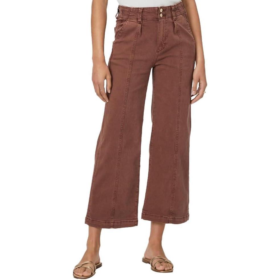 imagePAIGE Womens Brooklyn Crop Wide Waistband Double Button JeanVintage Brunette