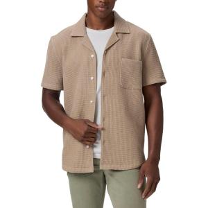 PAIGE Men’s Agoura Short Sleeve Waffle Button Up Shirt(Smoked Oak)