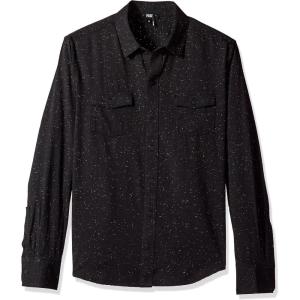PAIGE Men’s Everett Brushed Cotton Button Down Shirt(Black Ray Nep)