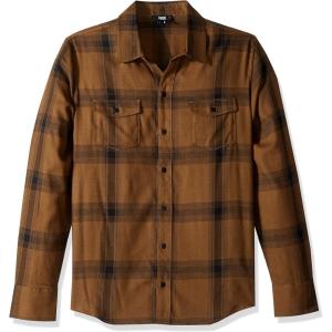 PAIGE Men’s Everett Brushed Cotton Button Down Shirt(Dark Honey)