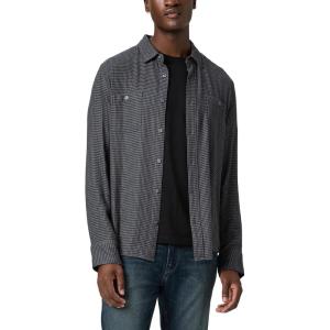 PAIGE Men’s Everett Brushed Cotton Button Down Shirt(Dark Navy/Blue Ash)