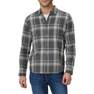 PAIGE Men’s Everett Brushed Cotton Button Down Shirt(Gravity/Dark Pearl)