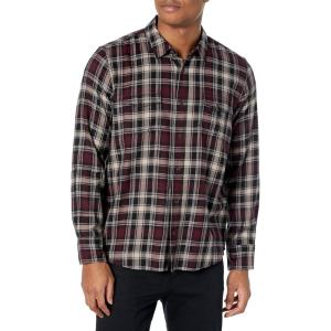 PAIGE Men’s Everett Brushed Cotton Button Down Shirt(Onyx Cosmos)