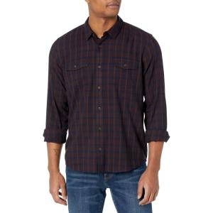 PAIGE Men’s Everett Brushed Cotton Button Down Shirt(Winter Berry)