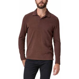 PAIGE Men’s Hammond Long Sleeve Sueded Jersey Polo Shirt(Burnt Ember)
