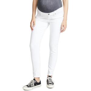 PAIGE Women’s Maternity Skyline Ankle Peg with Elastic Insets in Optic White(Optic White)