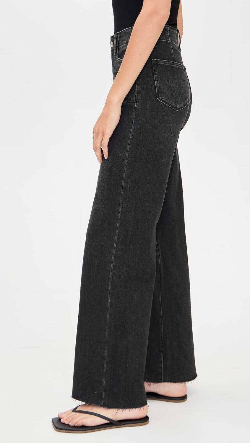 imagePAIGE Womens Anessa Jeans with Welt Patch Pockets Raw HemSpace Black