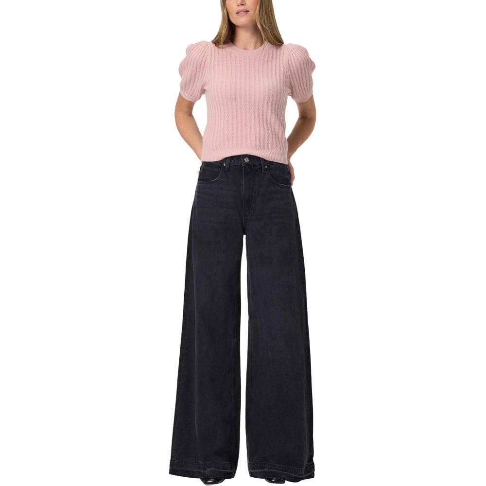 imagePAIGE Womens Cameron Wide Leg WUndone Finished HemBoho Black