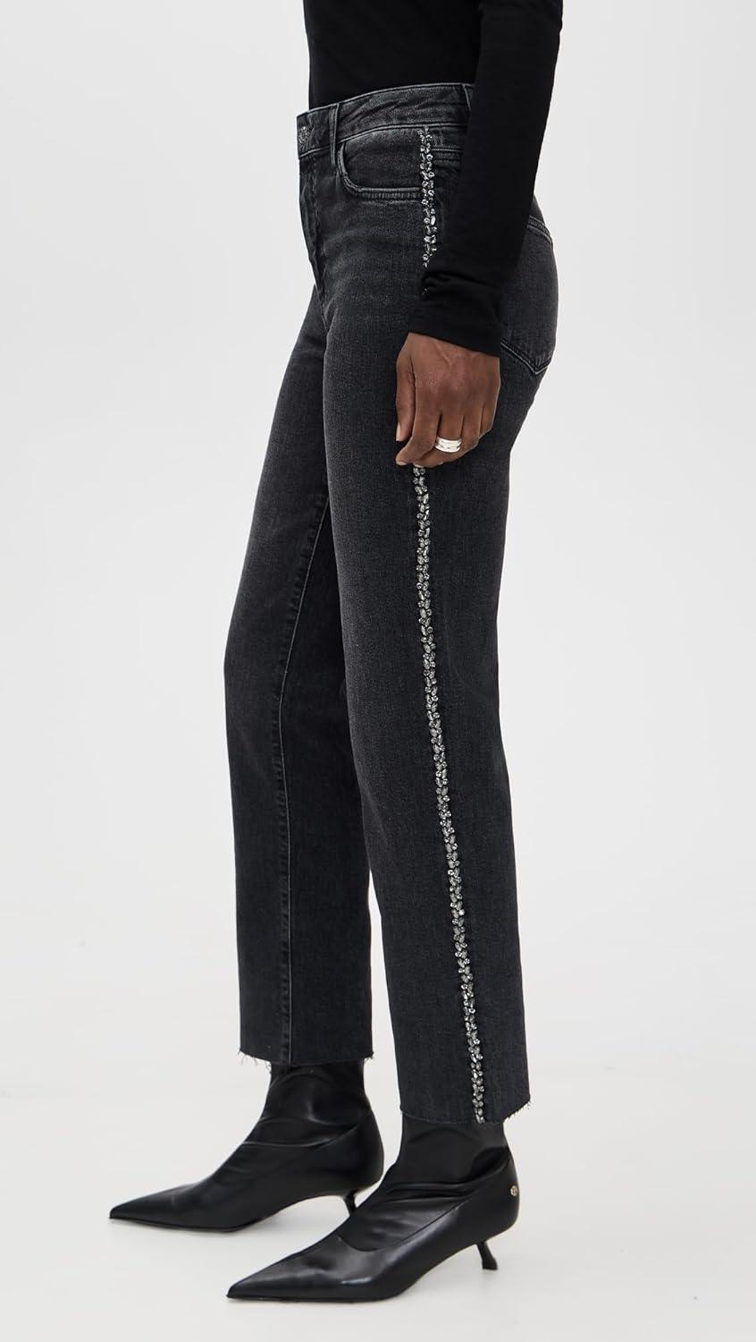 imagePAIGE Womens Mason Ankle Glitz Black Embellished JeansGlitz Black Embellished