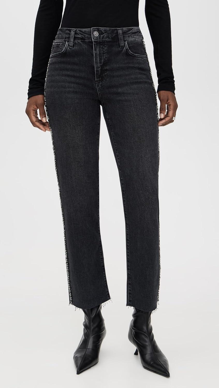 imagePAIGE Womens Mason Ankle Glitz Black Embellished JeansGlitz Black Embellished
