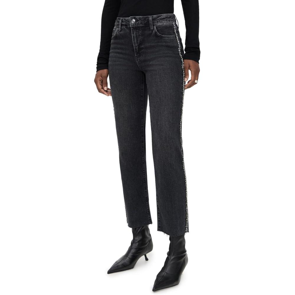 imagePAIGE Womens Mason Ankle Glitz Black Embellished JeansGlitz Black Embellished
