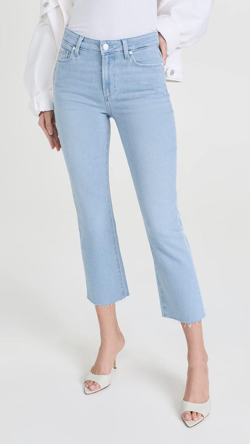 imagePAIGE Womens Cindy Crop Raw Hem High Rise Straight LegMacaron