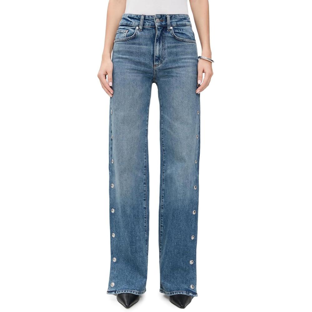 imagePAIGE Womens Sasha 34quot Side Seam Snap JeansCruising